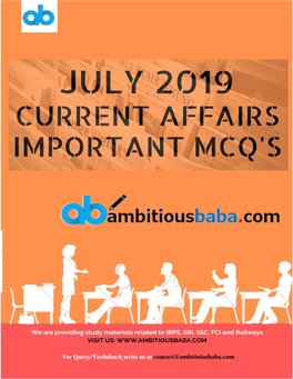 Current Affairs MCQ PDF July 2019