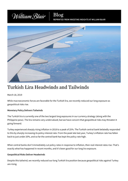 Turkish Lira Headwinds and Tailwinds