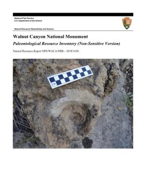 Walnut Canyon National Monument Paleontological Resource Inventory (Non-Sensitive Version)