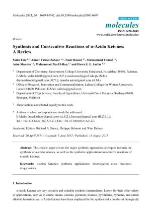 Synthesis and Consecutive Reactions of Α-Azido Ketones: a Review