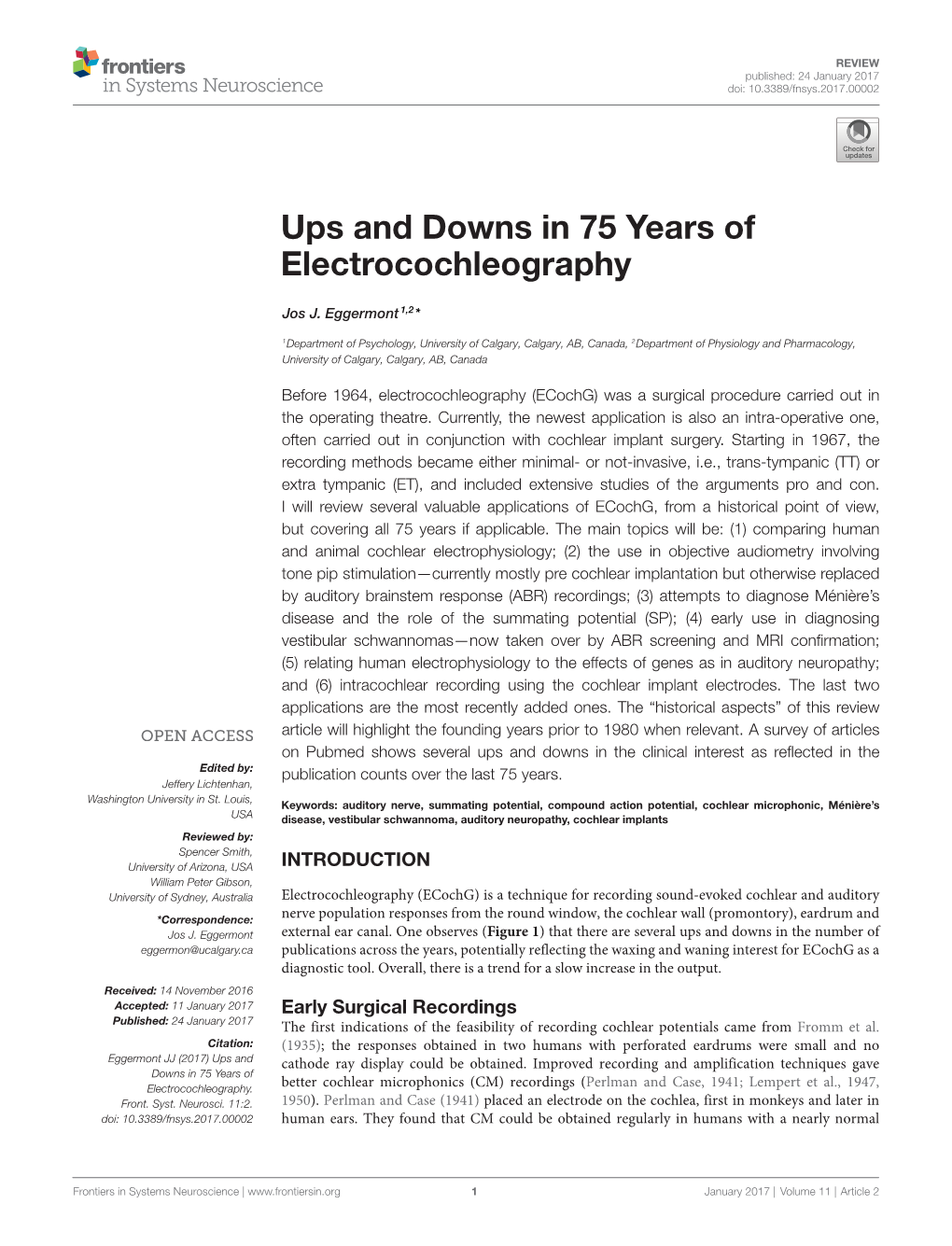 Ups and Downs in 75 Years of Electrocochleography