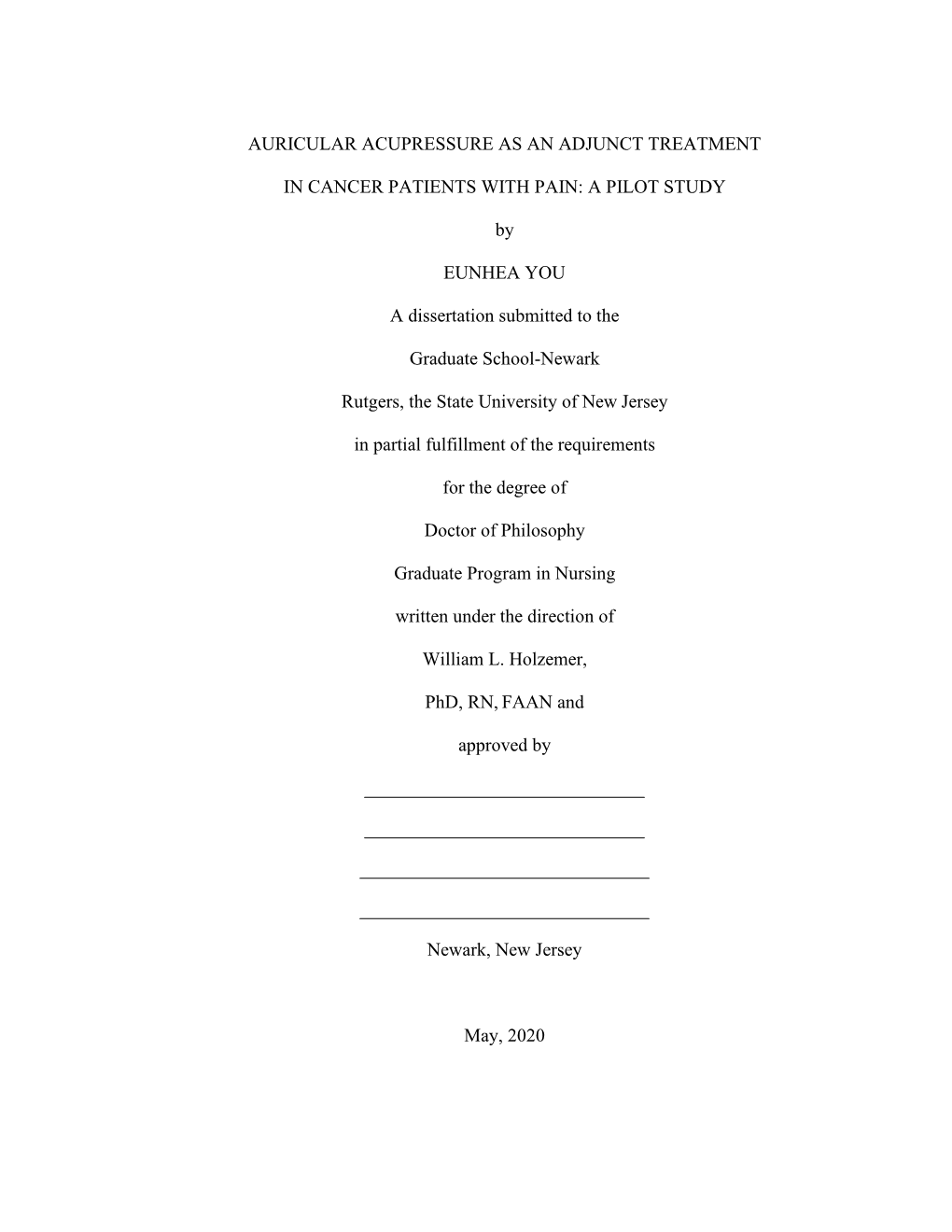 Auricular Acupressure As an Adjunct Treatment in Cancer Patients with Pain