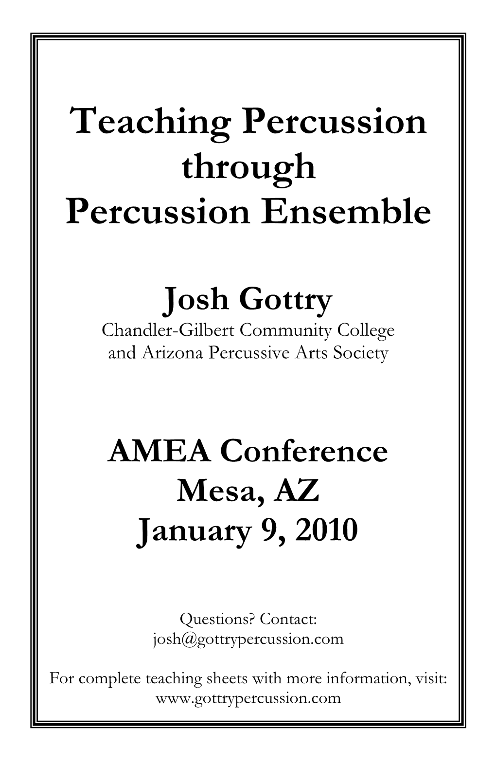 Teaching Through Percussion Ensemble