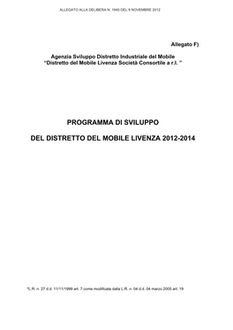 Programma Di Sviluppo Del Distretto Del Mobile Livenza 2012-2014