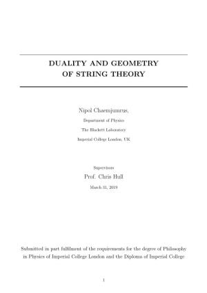 Duality and Geometry of String Theory