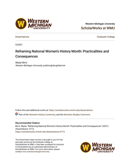 Reframing National Women's History Month: Practicalities and Consequences