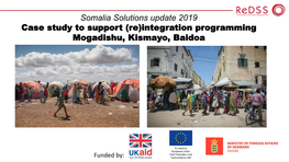 Somalia Solutions Update 2019 Case Study to Support (Re)Integration Programming Mogadishu, Kismayo, Baidoa