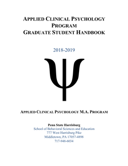 Applied Clinical Psychology Program Graduate Student Handbook