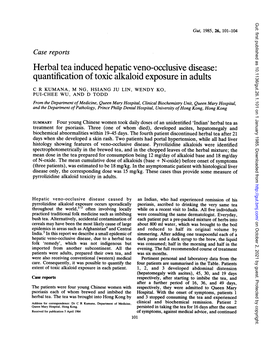 Herbal Tea Induced Hepatic Veno-Occlusive Disease