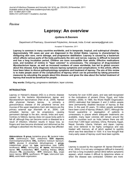 Leprosy: an Overview