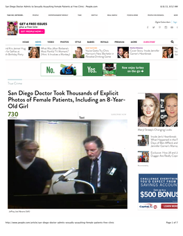 San Diego Doctor Admits to Sexually Assaulting Female Patients at Free Clinic : People.Com 8/8/15, 8:52 AM