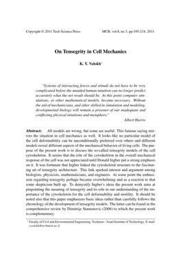 On Tensegrity in Cell Mechanics