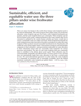Sustainable, Efficient, and Equitable Water Use: the Three Pillars Under