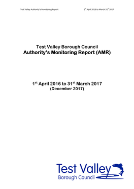 Test Valley Borough Council Authority’S Monitoring Report (AMR)