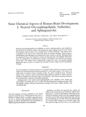 Some Chemical Aspects of Human Brain Development. I