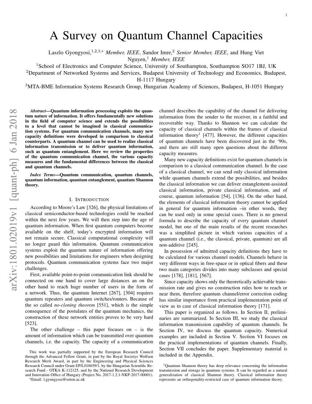 A Survey on Quantum Channel Capacities