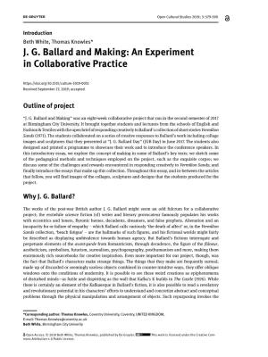 J. G. Ballard and Making: an Experiment in Collaborative Practice