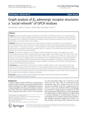 Graph Analysis of Β2 Adrenergic Receptor Structures: a “Social Network” of GPCR Residues Samuel Sheftel1, Kathryn E Muratore1, Michael Black2 and Stefano Costanzi1,3*