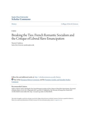 French Romantic Socialism and the Critique of Liberal Slave Emancipation Naomi J