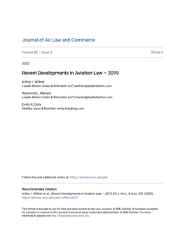 Recent Developments in Aviation Law – 2019