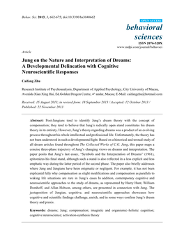 Jung on the Nature and Interpretation of Dreams: a Developmental Delineation with Cognitive Neuroscientific Responses