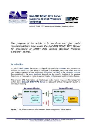 SAEAUT SNMP OPC Server Supports Jscript (PDF)