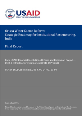 Orissa Water Sector Reform 6 Indo US FIRE (D) Project