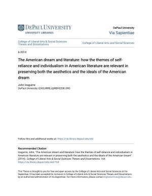 How the Themes of Self-Reliance and Individualism in American Literature Are Relevant in Preserving Both the Aesthetics and the Ideals of the American Dream" (2014)