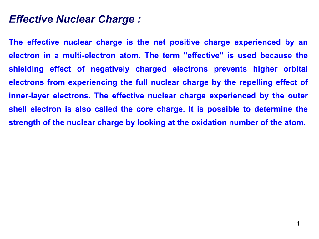 Effective Nuclear Charge