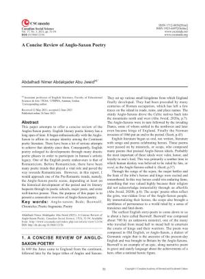 A Concise Review of Anglo-Saxon Poetry