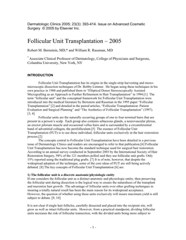 Follicular Unit Hair Transplantation