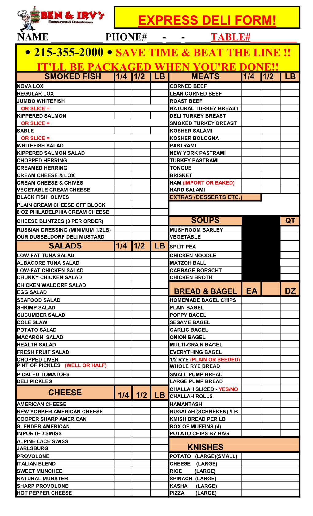 Express Deli Form!