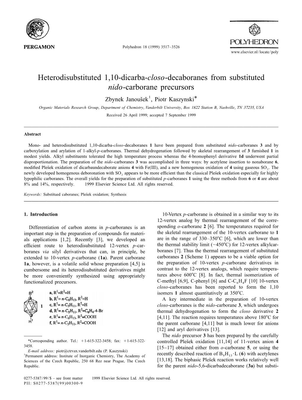 Heterodisubstituted 1,10-Dicarba-Closo-Decaboranes