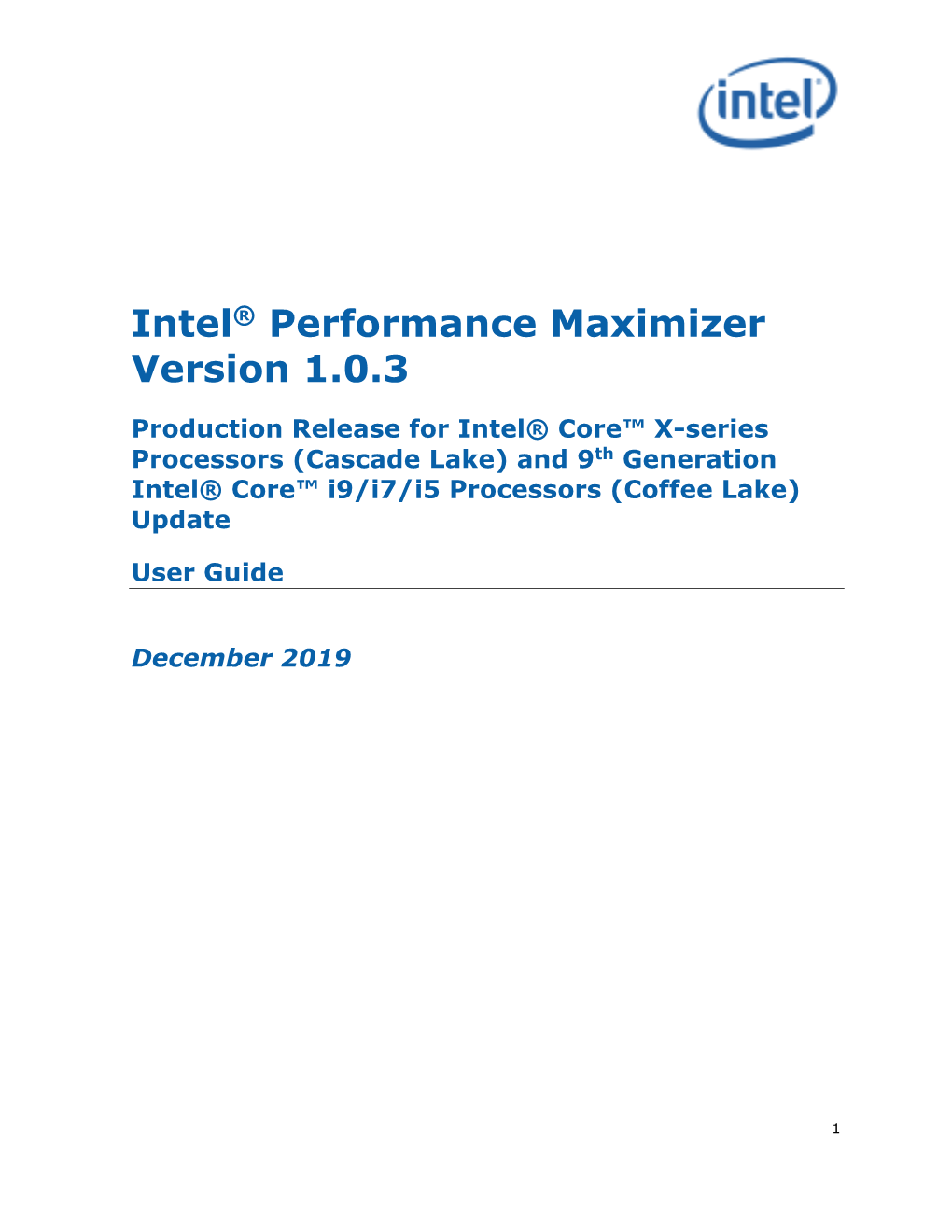 Intel® Performance Maximizer Version 1.0.3