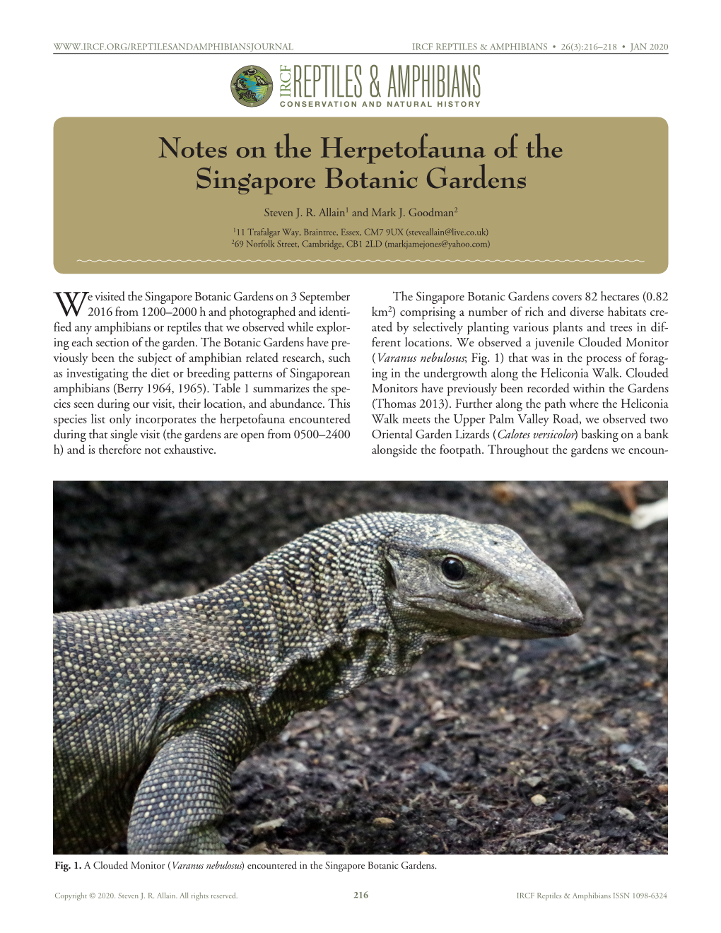 Notes on the Herpetofauna of The