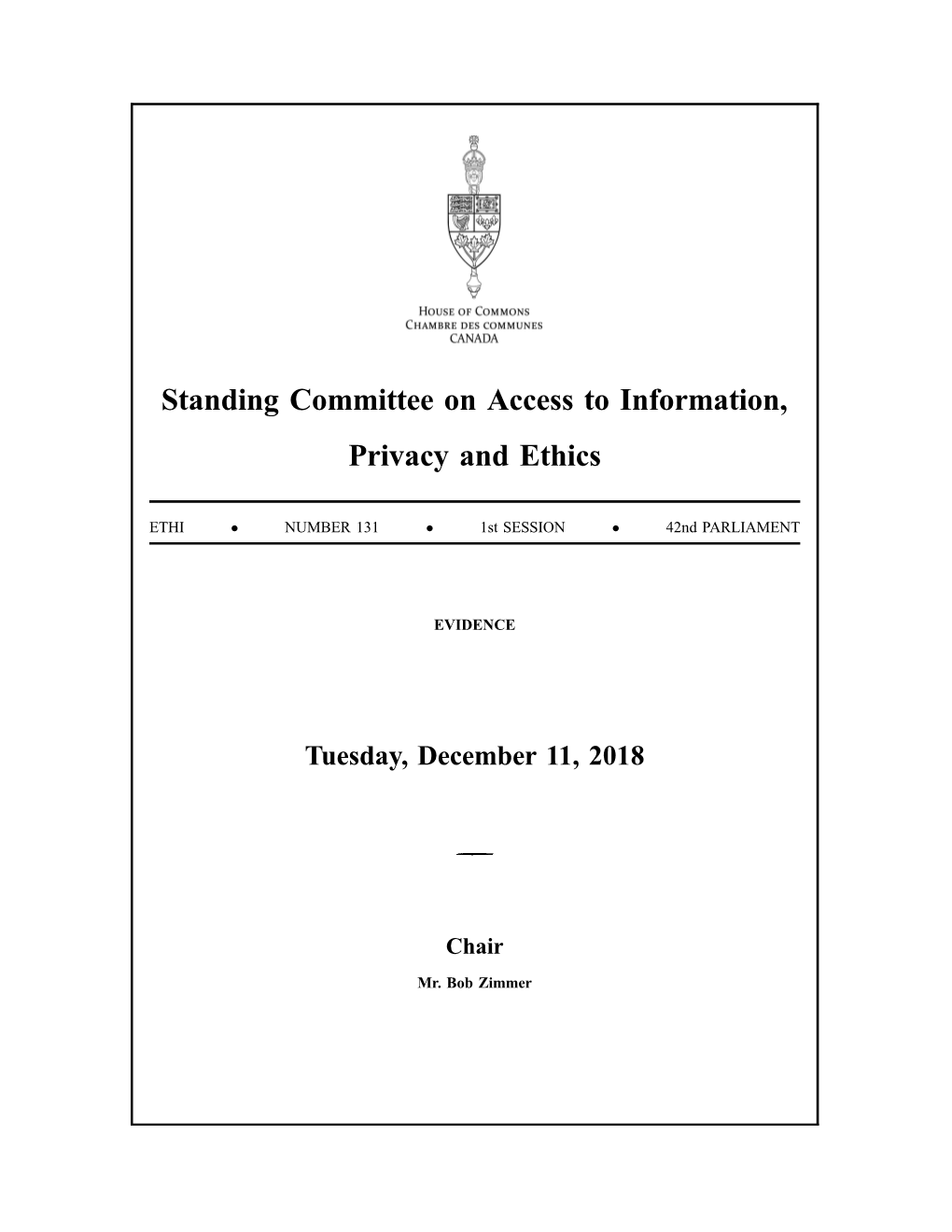 Standing Committee on Access to Information, Privacy and Ethics