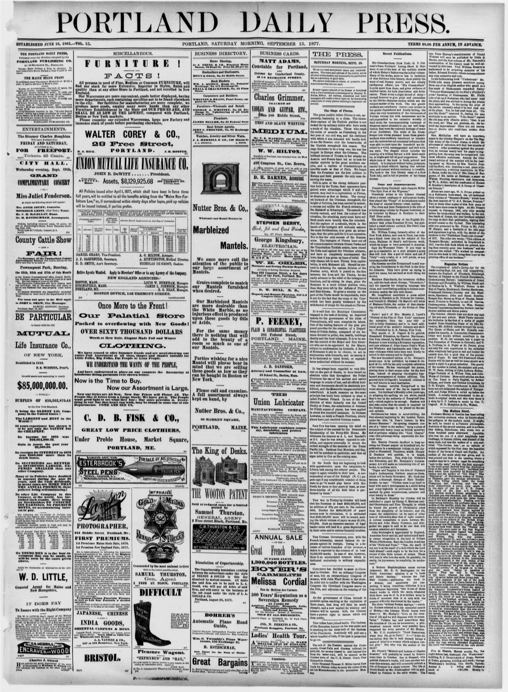 Portland Daily Press, Business Directory