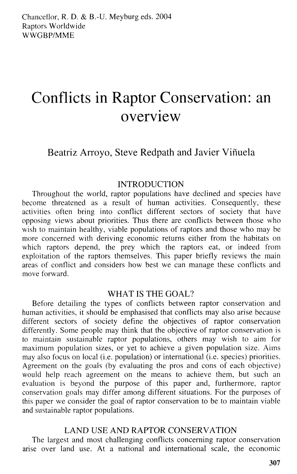 Conflicts in Raptor Conservation: an Overview