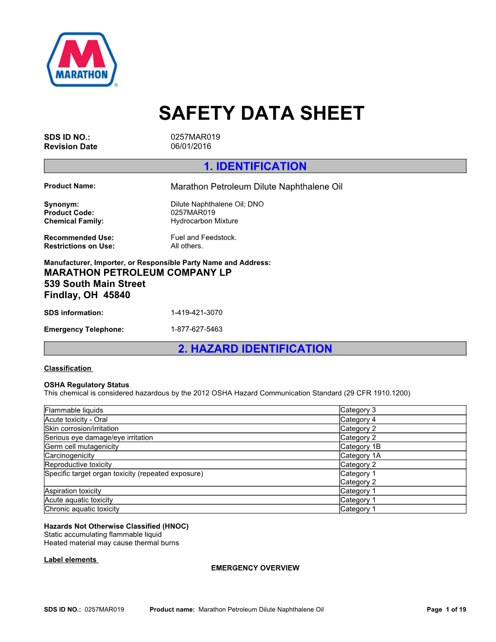 Marathon Petroleum Dilute Naphthalene Oil