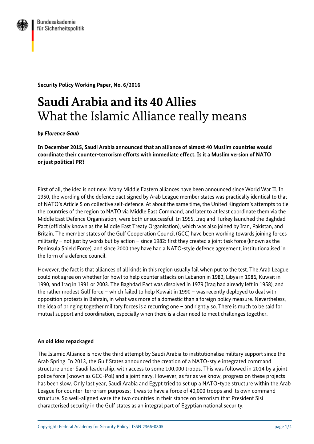 Saudi Arabia and Its 40 Allies What the Islamic Alliance Really Means by Florence Gaub