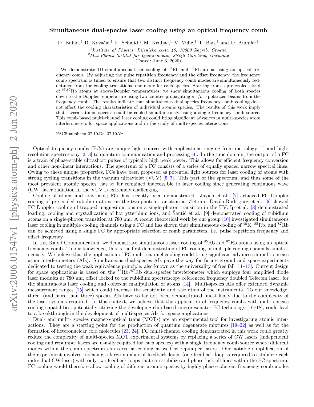 Simultaneous Dual-Species Laser Cooling Using an Optical Frequency Comb