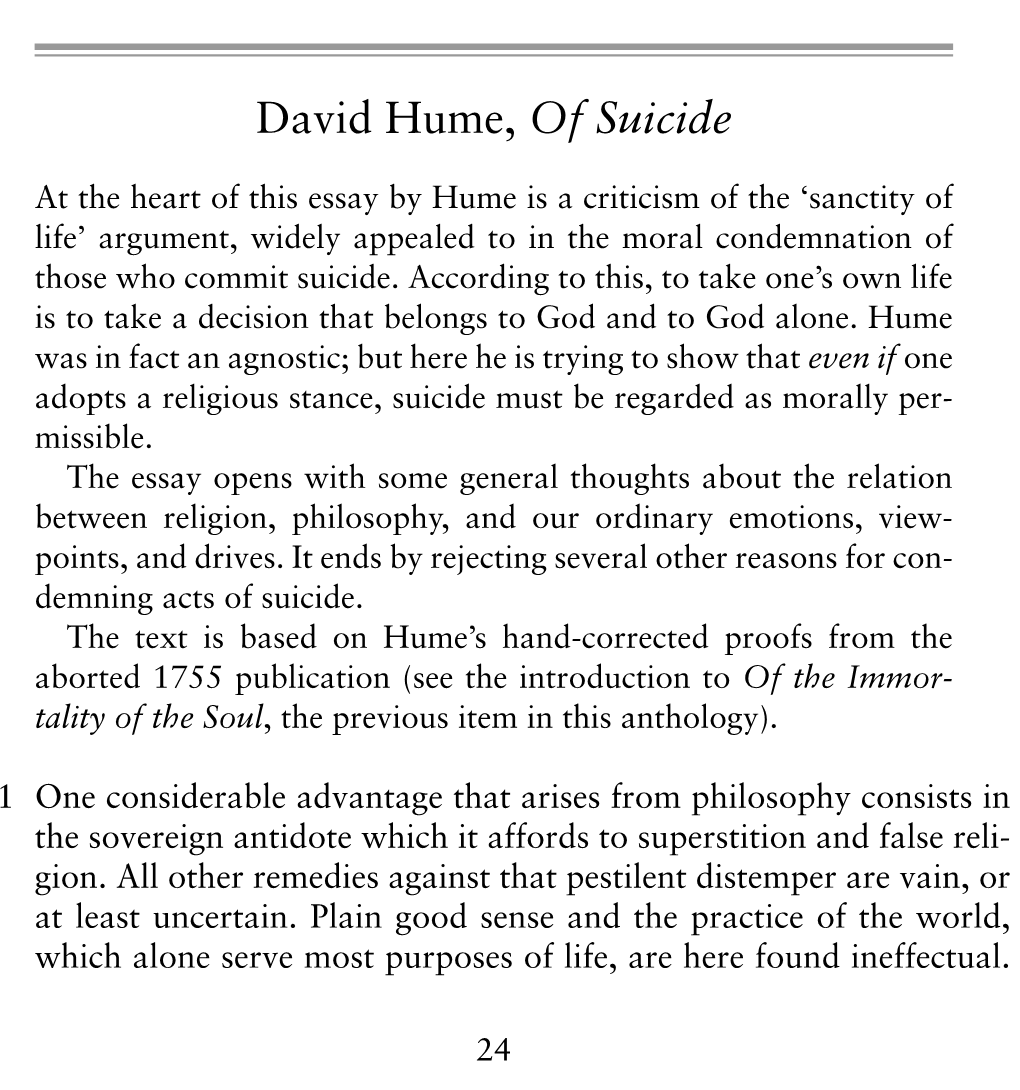 David Hume, of Suicide