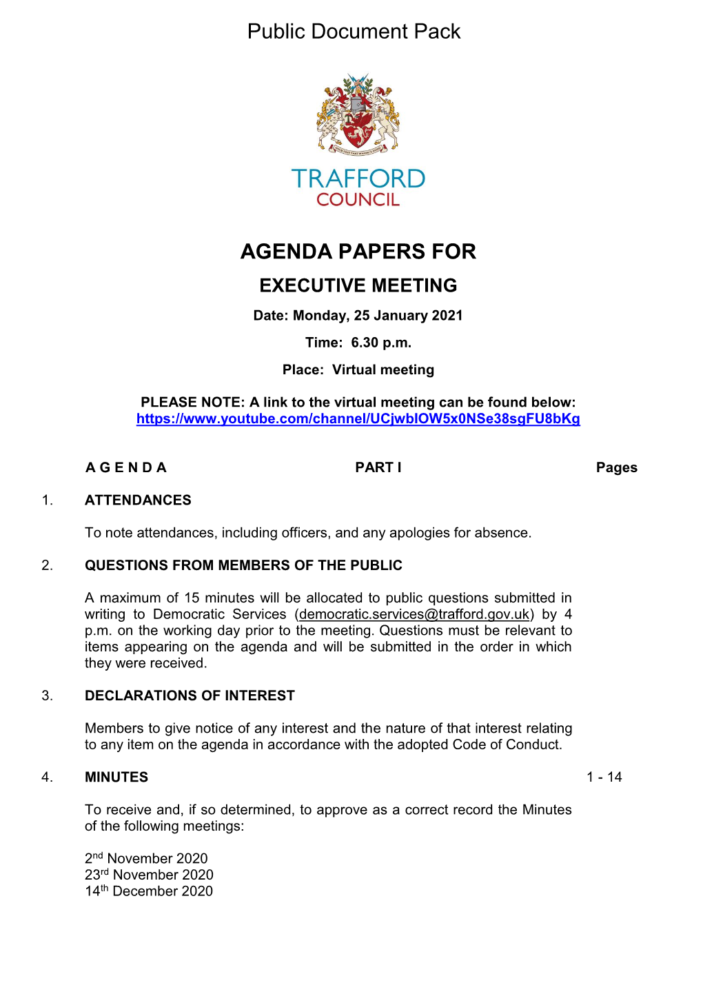 (Public Pack)Agenda Document for Executive, 25/01/2021 18:30