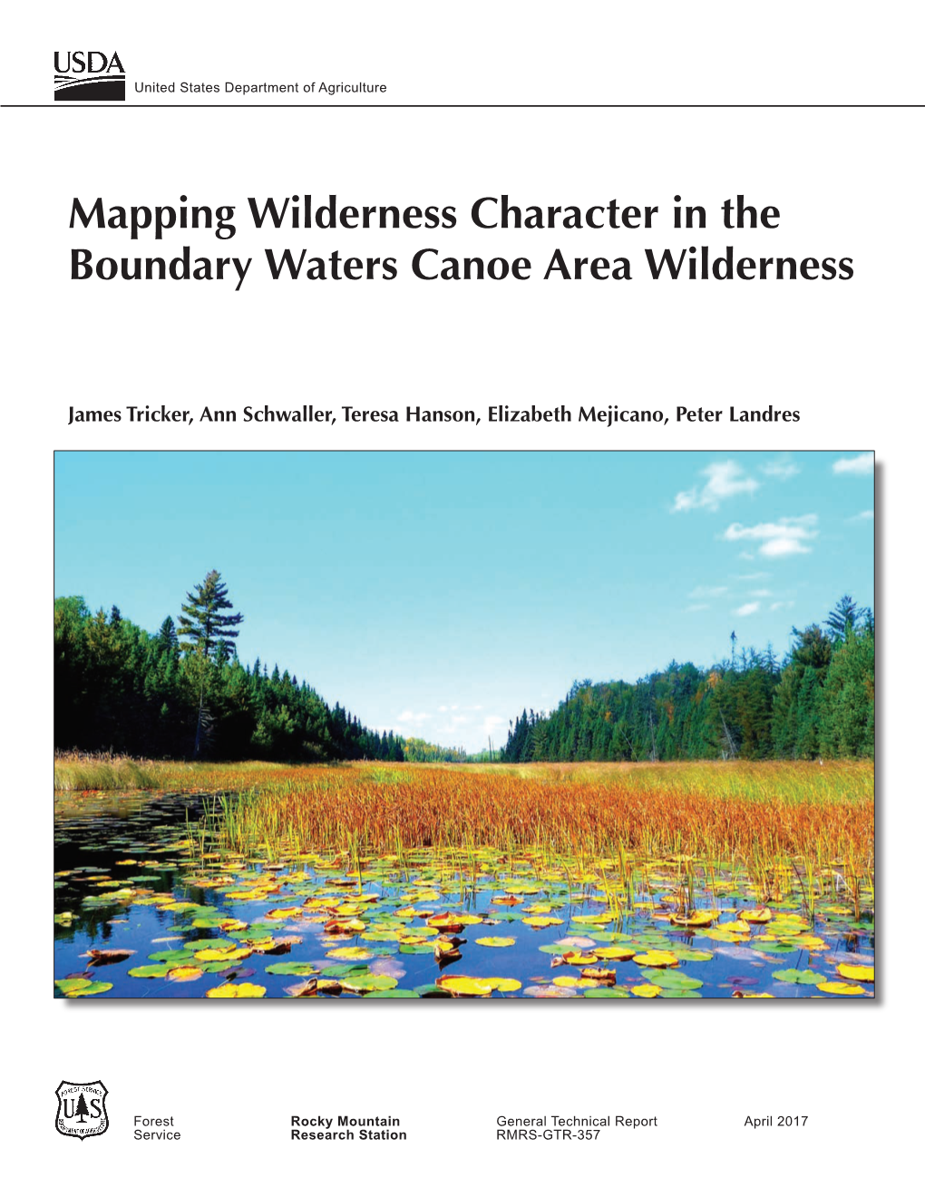 Mapping Wilderness Character in the Boundary Waters Canoe Area Wilderness