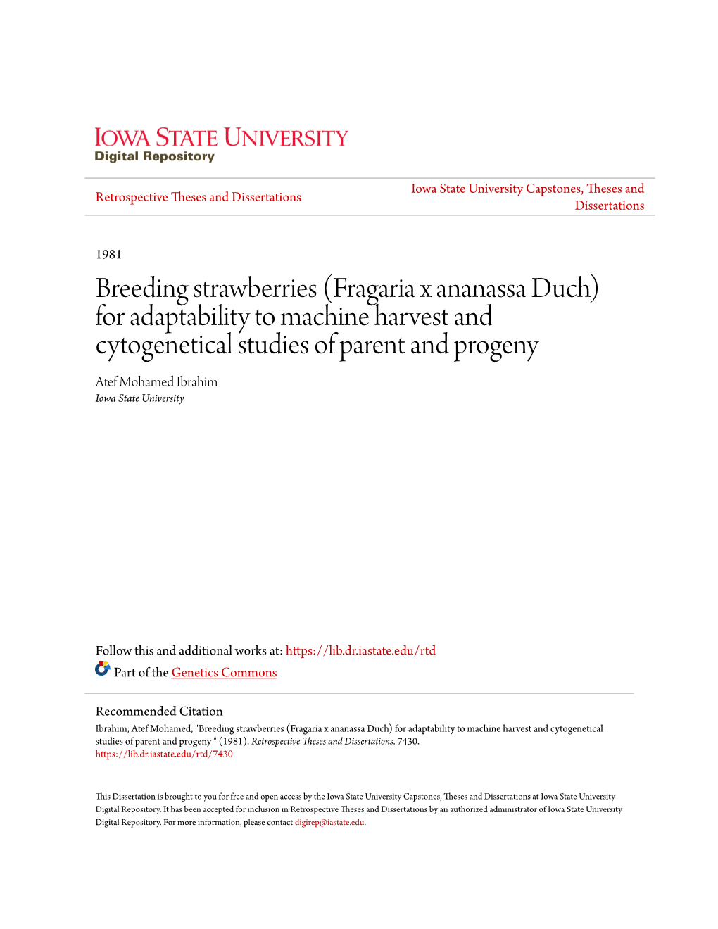 Breeding Strawberries (Fragaria X Ananassa Duch) for Adaptability To