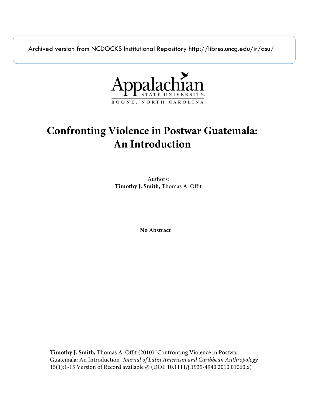 Confronting Violence in Postwar Guatemala: an Introduction