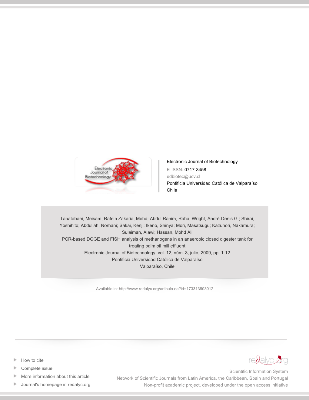 Redalyc.PCR-Based DGGE and FISH Analysis of Methanogens in An