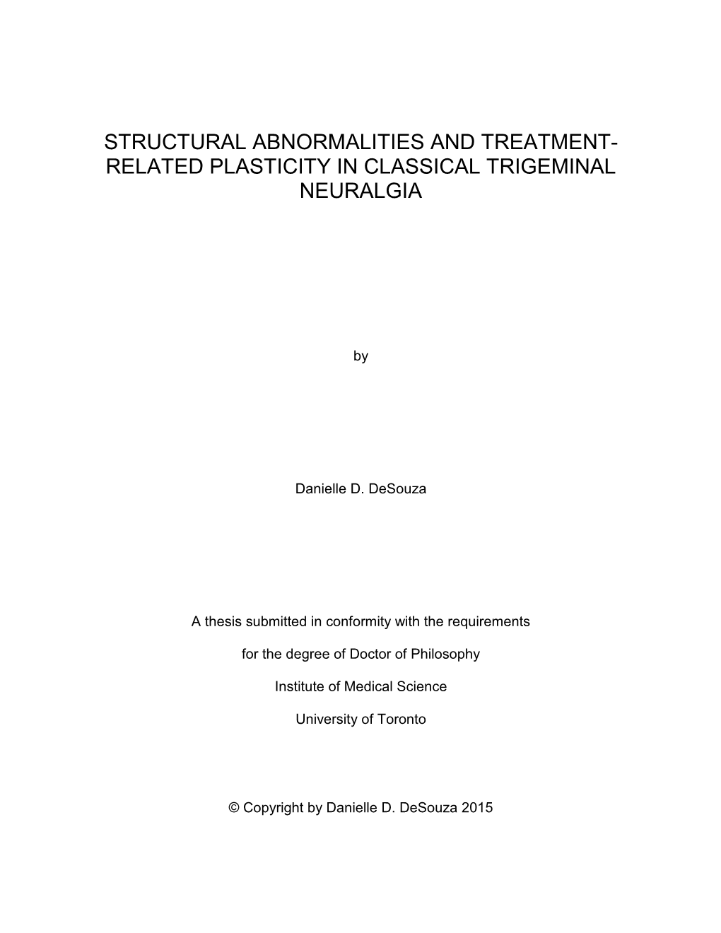 Related Plasticity in Classical Trigeminal Neuralgia