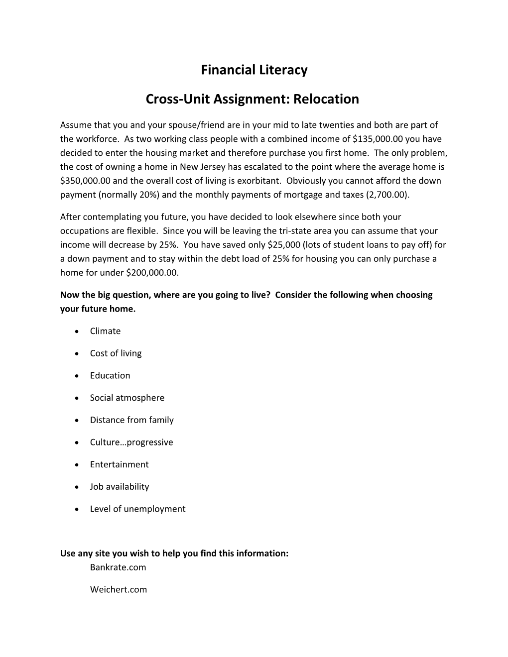 Cross-Unit Assignment: Relocation