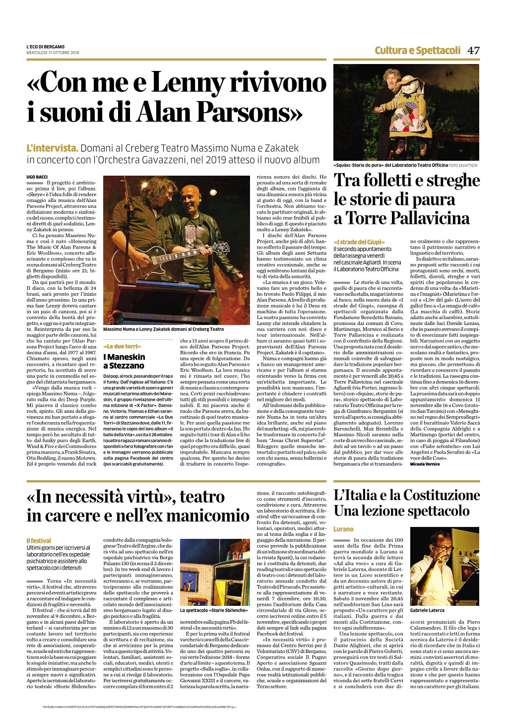 «Con Me E Lenny Rivivono I Suoni Di Alan Parsons»